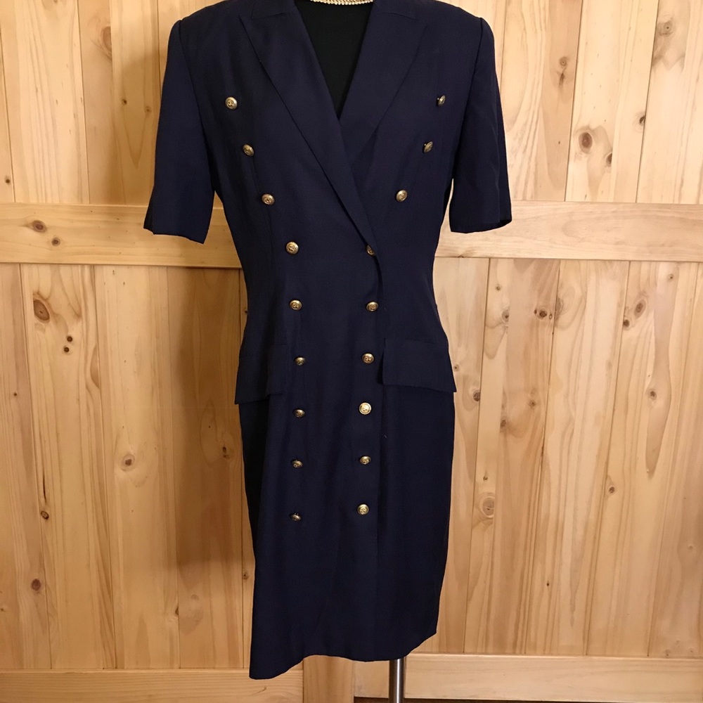 Vintage Double Breasted Navy Albert Nipon Dress - image 4